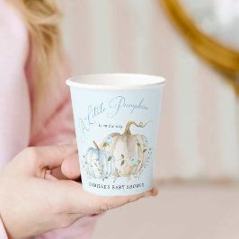 Blue Little Pumpkin Herfst Boy Baby shower Papieren Bekers