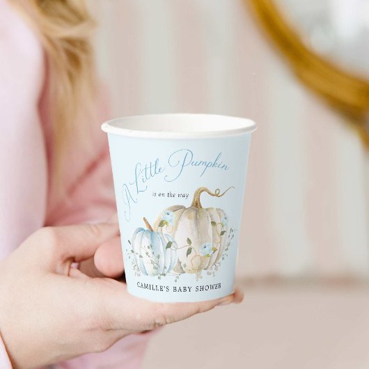 Blue Little Pumpkin Herfst Boy Baby shower Papieren Bekers