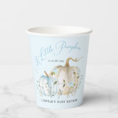 Blue Little Pumpkin Herfst Boy Baby shower Papieren Bekers (Achterkant)