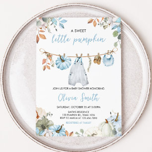 Blue Little Pumpkin Herfst Herfst Baby shower Kaart