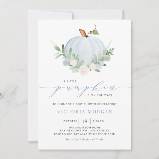 Blue Little Pumpkin Het is een Baby shower uit de  Kaart (Voorkant)