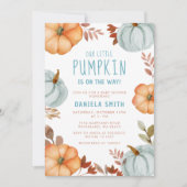 Blue Little Pumpkin is onderweg naar het Baby show Kaart (Voorkant)