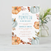 Blue Little Pumpkin is onderweg naar het Baby show Kaart (Staand voorkant)