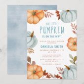 Blue Little Pumpkin is onderweg naar het Baby show Kaart (Voorkant / Achterkant)