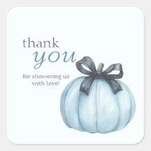 Blue Little Pumpkin Polka Dots Baby shower Bedankt