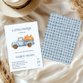 Blue Little Pumpkin Truck Baby shower minimalistis Kaart