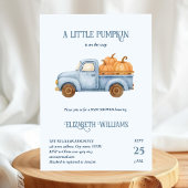 Blue Little Pumpkin Truck Baby shower minimalistis Kaart