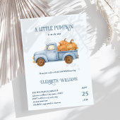 Blue Little Pumpkin Truck Baby shower minimalistis Kaart