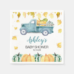 Blue Little Pumpkin Truck Baby shower Napkin Servet