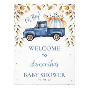 Blue Little Pumpkin Truck Baby shower Welcome Sign Foto Afdruk