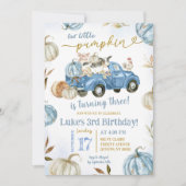 Blue Little Pumpkin Truck Boerderij Verjaardagsjon Kaart (Voorkant)