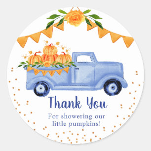 Blue Little Pumpkin Twin Bedankt Ronde Sticker
