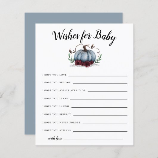 Blue Little Pumpkin wenst Baby Kaart (Voorkant / Achterkant)