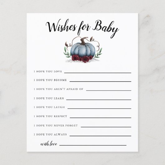 Blue Little Pumpkin wenst Baby Kaart (Voorkant)