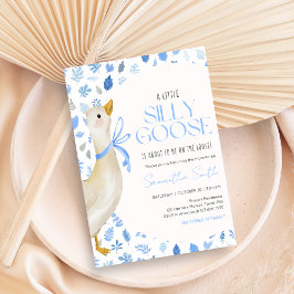 Blue Little Silly Goose Baby Shower Kaart