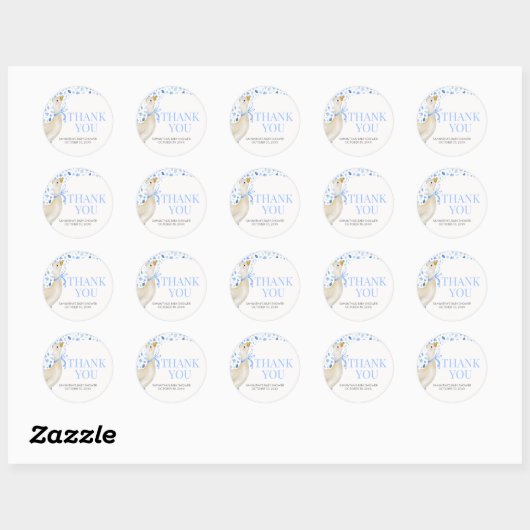 Blue Little Silly Goose Baby Shower Ronde Sticker (Vel)