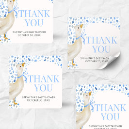 Blue Little Silly Goose Baby Shower Vierkante Sticker