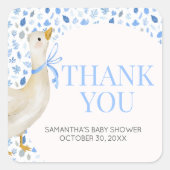 Blue Little Silly Goose Baby Shower Vierkante Sticker (Voorkant)