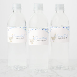 Blue Little Silly Goose Baby Shower Waterfles Etiket