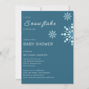 Blue Little Snowflake on the Way Boy Baby shower Kaart