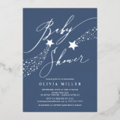 Blue Little Star Folie Invitation Uitnodiging (Voorkant)