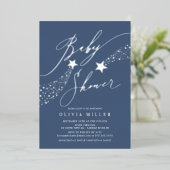 Blue Little Star Folie Invitation Uitnodiging (Staand Voorkant)