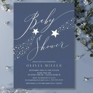 Blue Little Star Folie Invitation Uitnodiging