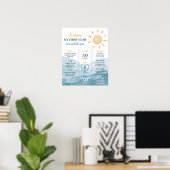 Blue Little Sunshine 1e Verjaardag Milestone Poste Poster (Thuiskantoor)