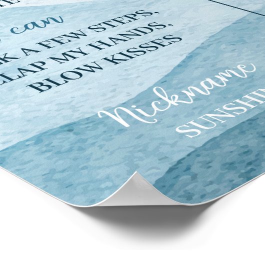 Blue Little Sunshine 1e Verjaardag Milestone Poste Poster (Hoek)