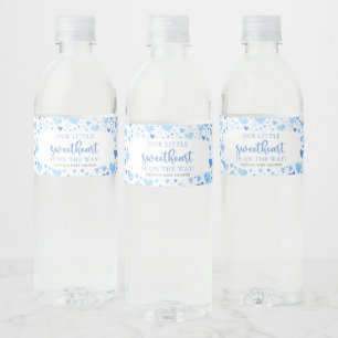 Blue Little Sweetheart Valentijn Baby shower Waterfles Etiket