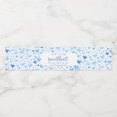 Blue Little Sweetheart Valentijn Baby shower Waterfles Etiket (Enkel label)