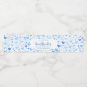 Blue Little Sweetheart Valentijn Baby shower Waterfles Etiket (Enkel label)