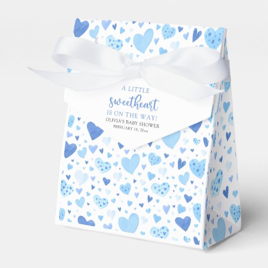 Blue Little Sweetheart Valentijnsdag Baby shower Bedankdoosjes (Voorkant Zijde)