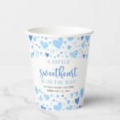 Blue Little Sweetheart Valentijnsdag Baby shower Papieren Bekers (Voorkant)