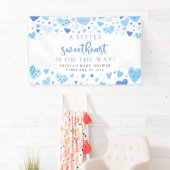 Blue Little Sweetheart Valentijnsdag Baby shower Spandoek (Insitu)