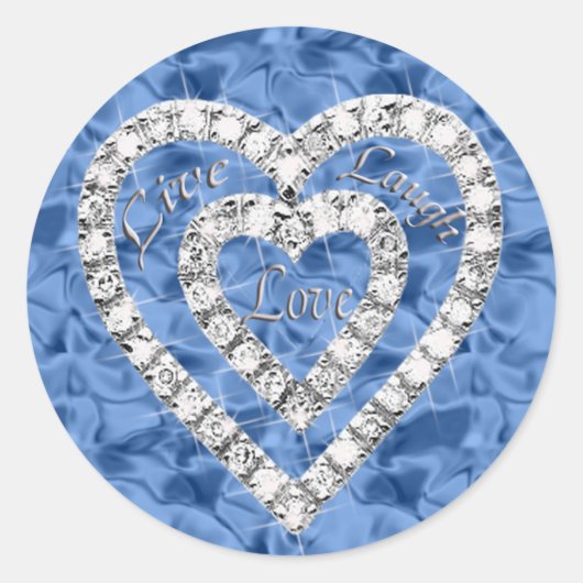 Blue Live Laugh Love Diamond Heart Stickers (Voorkant)