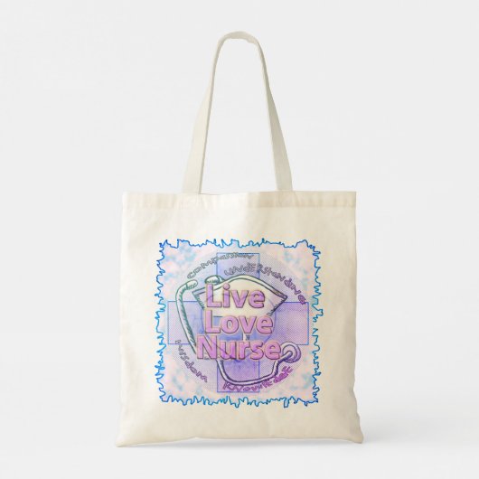 Blue Live Love aangepaste Verpleegkundige canvas t Tote Bag (Achterkant)