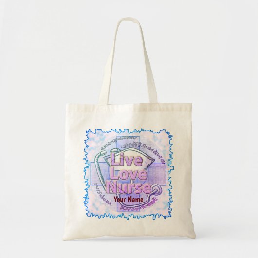 Blue Live Love aangepaste Verpleegkundige canvas t Tote Bag (Voorkant)
