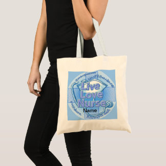Blue live love verpleegster tote bag