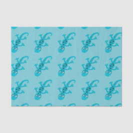 Blue Lizard Gecko op Blue Kinder Tissuepapier