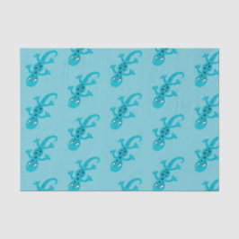 Blue Lizard Gecko over Blue Kinder Cute Tissuepapier