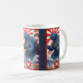 Blue Lizard Monster Monogram Bold Retro Fun Cool Koffiemok (Voorkant rechts)