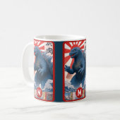 Blue Lizard Monster Monogram Bold Retro Fun Cool Koffiemok (Voorkant links)