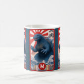 Blue Lizard Monster Monogram Bold Retro Fun Cool Koffiemok (Center)