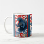 Blue Lizard Monster Monogram Bold Retro Fun Cool Koffiemok (Links)