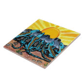 Blue Lizards & Sunrise Southwestern Trivet 6" Tegeltje (Zijkant)