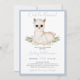 Blue Llama-Baby shower Kaart