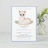 Blue Llama-Baby shower Kaart (Staand voorkant)