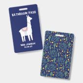 Blue Llama Bathroom Pass Badge (Voor- en achterkant)
