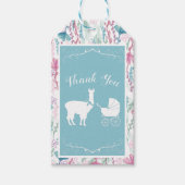Blue Llama Boy Baby shower Cadeaulabel (Voorkant)